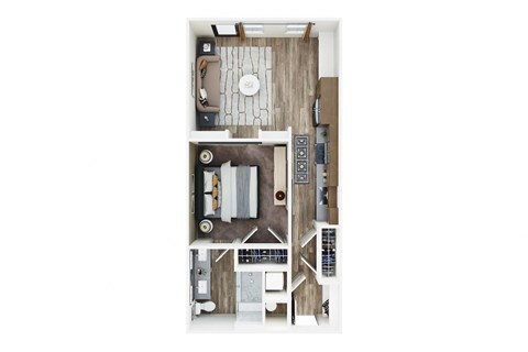 Floor plan for studio, 1 bath, 623 sqft